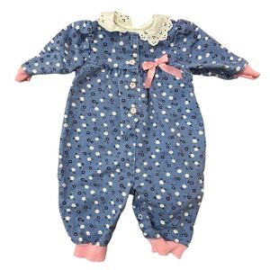Girls Vintage HEALTHTEX One Piece Denim Outfit 100% Cotton Size 6-9 Months